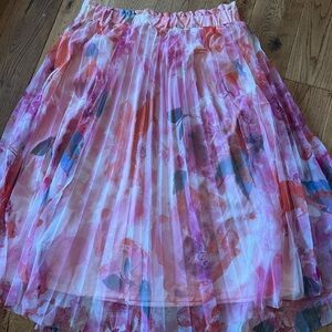 Truth Floral Pink Pleated Skirt